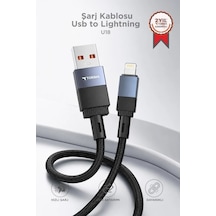Şarj Kablosu Usb To Lightning Data Kablo U18 Siyah Akıllı Telefon Elektronik Cihaz Aksesuarı