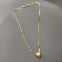 Her An Yanında: Kalp Model Gold Renk 316l Antialerjik Şık Çelik Kadın Kolye Gold