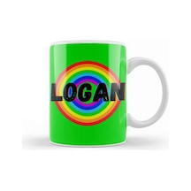Logan Name Personalized Custom Vintage Retro Rainbow Design Gift Baby Gift For Him Kupa Bardak Porselen Karışık
