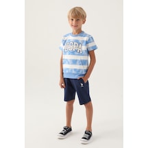 U.S. Polo Assn. U.s. Polo Assn Lisanslı Kangaroo Pocket İndigo Erkek Çocuk Bermuda Takım 5274-43095 İndigo