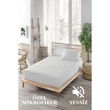 Ely Parker Sessiz Alez Yatak Koruyucu Kapitoneli Fitted Mikrofiber Fitted Çift Kişilik Tek Kişilik Bebek Alezi ELYPRKR00580 Beyaz