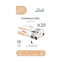 Vinil Şeffaf Pudrasız Muayene Eldiveni L - 1 Koli-20 Paket-2000'li