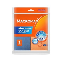 Macro Max Mikrofiber Cam Bezi 2'li Set, Mikrofilament Teknolojisi İle Leke Ve İz Bırakmaz Ayna Bezi Açık Indigo