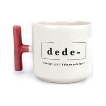 Dede Baskılı Kırmızı Kulplu T Kupa