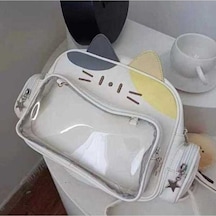 Dancemonkey Style Sırt Çantası Şeffaf Pu Moda Kese Sevimli Itabag Fermuarlı Cep Çantası Çok Renkli