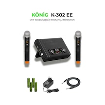 König K-302ee Uhf Çift Kanal Telsiz Mikrofon 2 El Kablosuz Mikrofon - 8697314964291