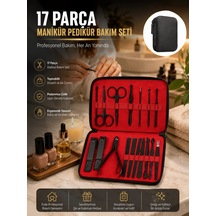 Hubrendy Tekno Paslanmaz Çelik 17 Parça Manikür Pedikür Seti Ve Taşınabilir Şık Çanta