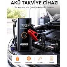 Sos Fenerli Akü Takviye Cihazı Dijital Kompresör Powerbank Yeni Nesil