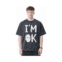 Im Ok One Punch Man Anime Baskılı Unisex Oversize Eskitme Yıkamal Siyah