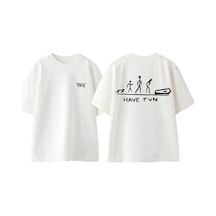 Thewert Have Fun Tasarım Sırt Baskılı Pamuk Beyaz Oversize T-shirt