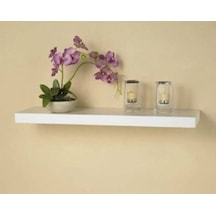 Duvar Rafı-gizli Bağlantılı Parlak Beyaz Uçan Raf-ebat 90cm 20cm