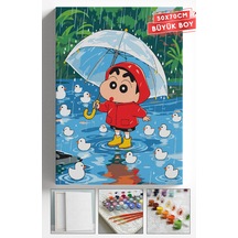 Sayılarla Boyama Hobi Seti Çerçeveli Numaralı Tuval Fırça Boya Askı Aparatı Dahil 50x70 Cm - Shin Chan
