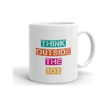 Think Outside The Box Baskılı Kupa/bardak Beyaz