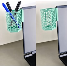 3d Baskı Monitor Kalemlik - Petek Desenli Laptop Kenar Altıgen Kalemlik-mint Çok Renkli