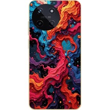 Realme 11 4g Uyumlu Dalgaların İz Karışımı Baskılı Silikon Kılıf Renkli