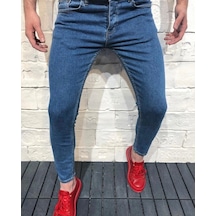 Oliggopol Likralı Dar Paça Erkek Kot Pantolon Mavi