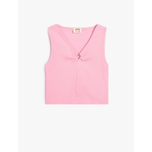 Koton Atlet V Yaka Kalp Pencere Detaylı Kolsuz Pamuklu Pembe 4skg30011ak Gül