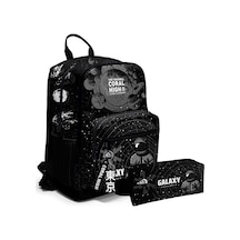 Siyah Galaxy Desenli Okul Sırt Çantası Ve Kalemlik 23644 Si Yah Çok Renkli