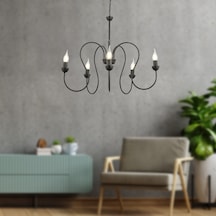 Flor 5Li Siyah Modern Yatak Odası Mutfak Salon Avize