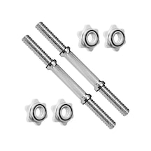 36 Cm Kısa Krom Dambıl Barı 2'li Set, 25 Mm Çap, 1 İnç Delikli Plakalarla Uyumlu Dambıl Sapı