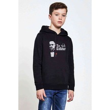 Tshirthane The Godfather Baskılı Unisex Çocuk Kapüşonlu Siyah Sweatshirt (528779703) Siyah