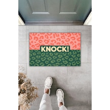 Rugmood Modern Dijital Baskı Paspas - Pembe, Kırmızı, Yeşil, Mavi Knock Şık Kapı Önü Paspası