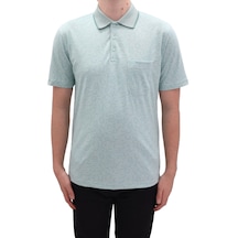 Santa Dmctekstil Erkek 2026 Desenli Klasik Kesim Rahat Kalıp Tek Cepli Polo Yaka T-shirt Turkuaz
