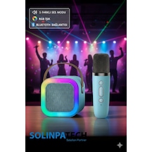 Karaoke Mikrofonlu Kablosuz Bluetooth Rgb Işıklı 5 Ses Efektli Hd Stereo Ses Usb/sd K12 Hoparlör