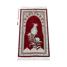 Osmanlı Kemer Mihraplı Lale Motifli Şönil Seccade Bordo