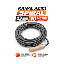 13 Mm 10 Metre Kanal Açıcı Spiral Ahşap Saplı Manuel Gider Açma Teli, Lavabo Ve Boru Temizleme S