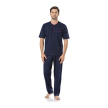 Pierre Cardin 5370 Erkek Kutulu Damat Çeyizlik Penye 3'lü Şortlu Lacivert Pijama Takımı Lacıvert