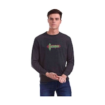 Castlevania Pixel Yazi Baskılı Füme Antrasit Erkek Örme Sweat