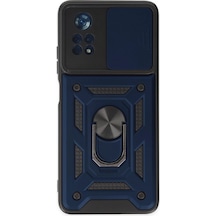 Xiaomi Poco X4 Pro 5g Kılıf Pars Lens Yüzüklü Silikon - Lacivert Diğer