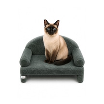 Reyo Pet Peluş Kedi Koltuğu, Kedi Kanepesi, Kedi Yatağı, Evcil Hayvan Dinlenme Koltuğu, Rahat Kedi Sofa Yatağı, 45x33x25 Cm Adaçayı Gri