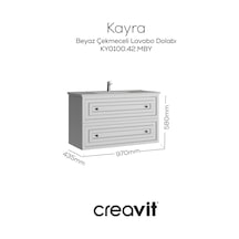Creavit Kayra Mat Beyaz Lavabo Dolabı Çekmeceli 100cm Mat Beyaz
