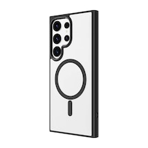 Zore Galaxy S24 Ultra Uyumlu Magsafe Şarj Özellikli Krom Magsafe Silikon Ogaa Kılıf-siyah