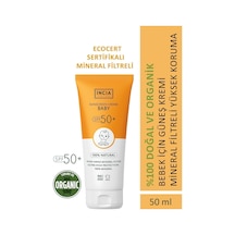 INCIA %100 Doğal Bebek Güneş Kremi Leke Karşıtı Mineral Filtreli Yüksek Koruma SPF 50+ UVA UVB 50 ML