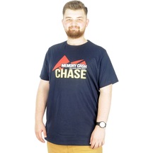 Mode Xl Büyük Beden T-shirt Bis Yaka Chase 22193 Lacivert 001