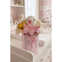 Özel Kutuda Uyku Arkadaşı Bunny Peluş Tavşan İle Kız Yeni Doğan Hediye Seti Babyshower, Yenidoğan Hediyesi Beyaz