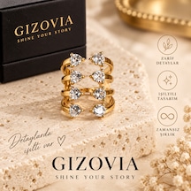 Celeste Gold Çok Sıralı Kristal Taşlı Yüzük Altın