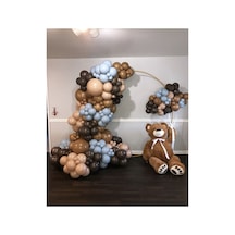 Pastel Çikolata Kahve Sütlü Kahve Karamel ve Mavi Cam Rengi Balon Zinciri 100 Adet Mix