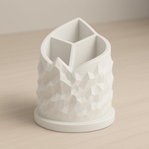 Spiral Dağ Temalı 3 Bölmeli Kalemlik, Çap: 11 Cm Yükseklik: 13 Cm, Kalem Kutusu, Yüksek Kalite 3d Baskı, Çevre Dostu Pla Hammadde Beyaz Cok Renkli
