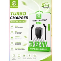Yk Desıgn Yk-sr92 38w Çoklu Kablolu Turbo Ev Tipi Şarj Aleti Siyah