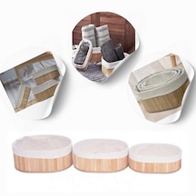3'lü Bambu Sepet - Naturel Astarlı Çok Amaçlı Saklama Kutusu Bej