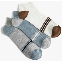 Koton 3'lü Patik Çorap Seti Çok Renkli Şerit Desenli Multıcolor 4sam80160aa