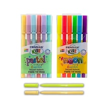Keçeli Kalem 12 Lı Pastel Ve Neon Renkler Pensan Pastel ve Neon K