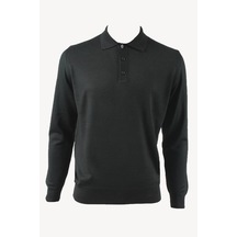 Erkek Siyah Polo Yaka Klasik Triko