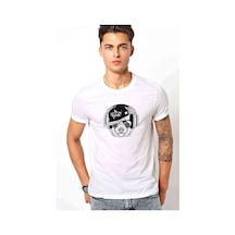Gözlüklü Kulaklık Ve Hip Hop Şapkalı Baskılı Beyaz Erkek Tshirt (530981411)