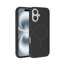 Zore İphone 16 Kılıf M-safe Şarj Özellikli Metal Kamera Çerçeveli Ogaa Edi Silikon Kapak - Siyah