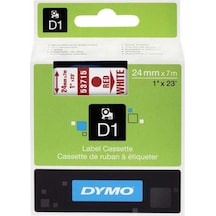 Dymo 53715 Beyaz/Kırmızı D1 Yedek Şerit 24 MM X 7 M